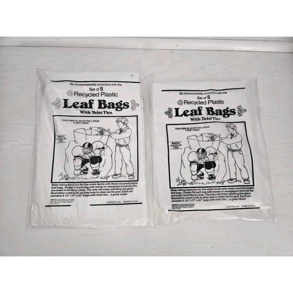 VTG NEW SEALED 4' Football Leaf Bags Set Made USA 80s 90s NFL Yard Set Of 2packs